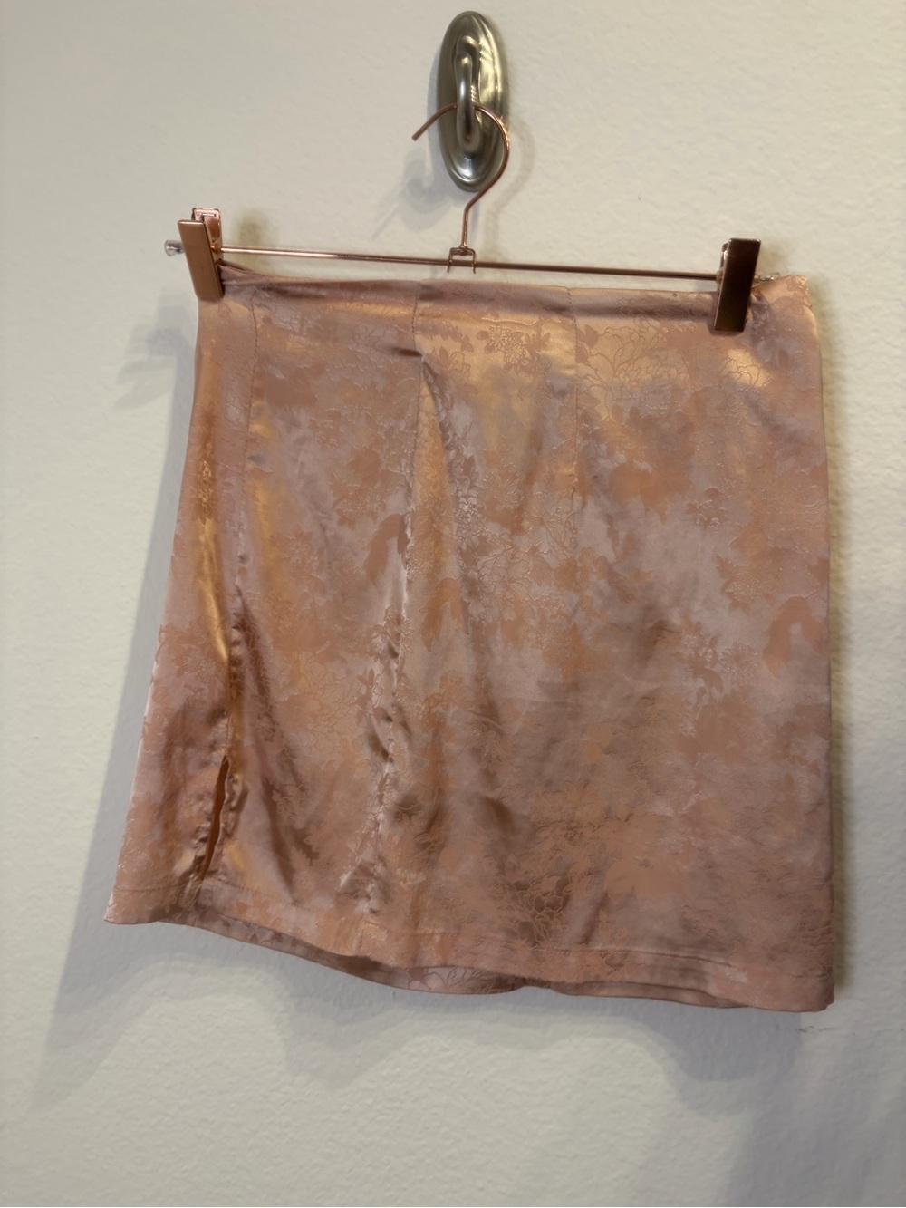 Satin Jacquard Mini Skirt - Rose Gold